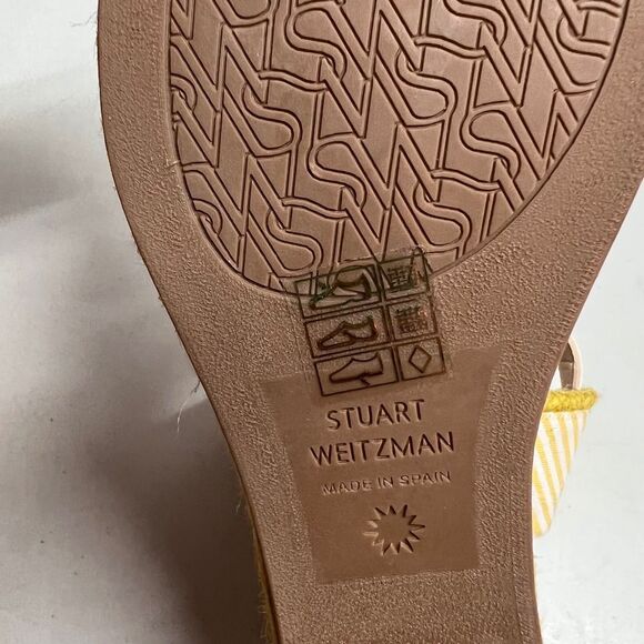 STUART WEITZMAN Minela Striped Wedge Espadrille Yellow White Size 6.5 SEE DESCR - Picture 5 of 15